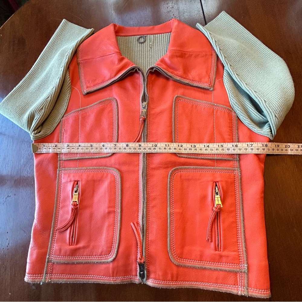 One Girl Who Mixed Media Genuine Leather/Knit Jacket Sz L Like New - Picture 9 of 9
